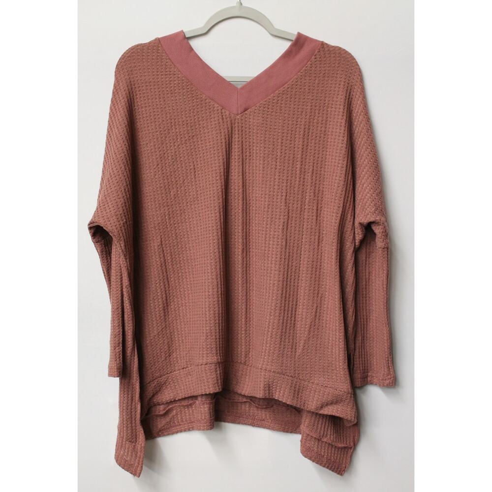 *NEW* ANRABESS 3/4 SLEEVE WAFFLE KNIT V NECK SWEATER